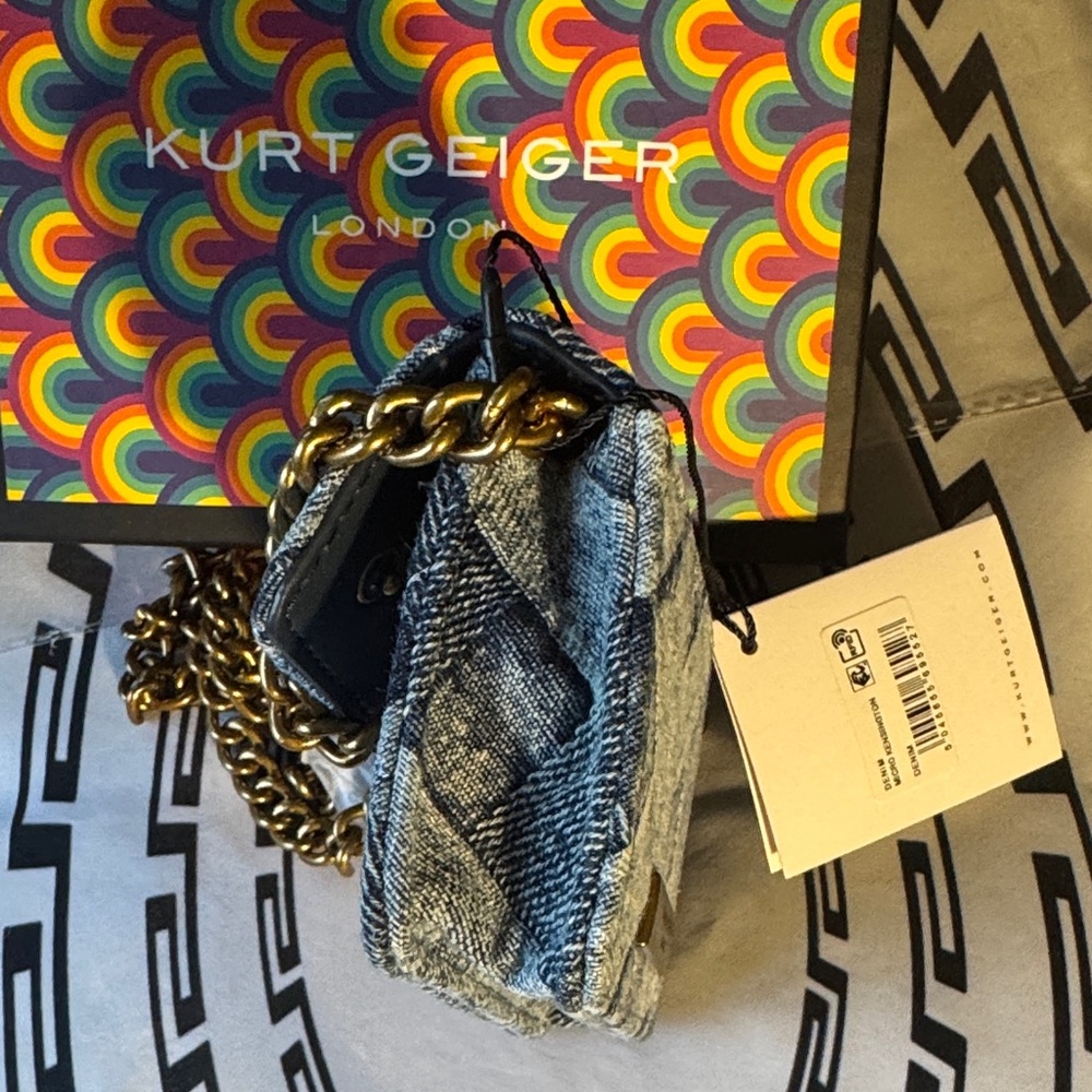 Kurt Geiger Denim Mini Bag with Gold Chain - Picture 7 of 15